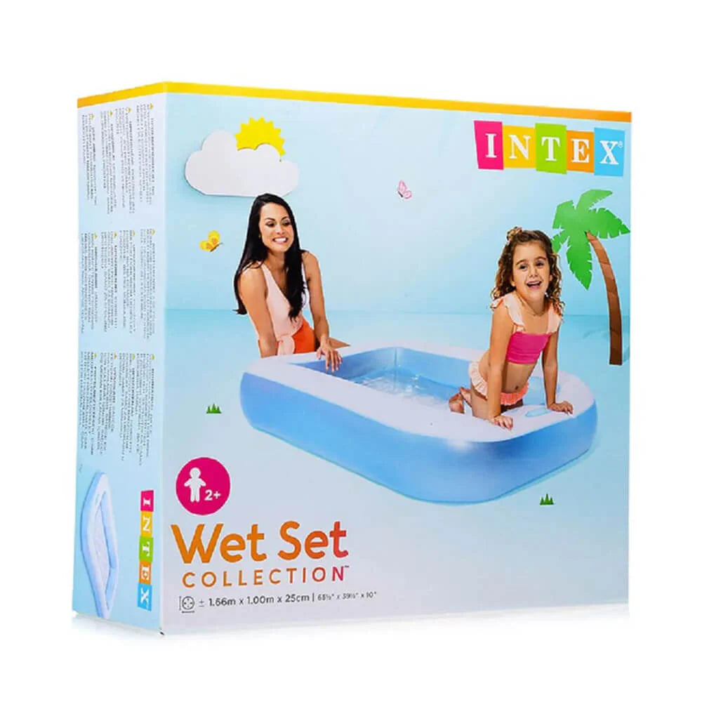 INTEX 65" x 39" x 11" Rectangular Inflatable Kiddie Pool Blue