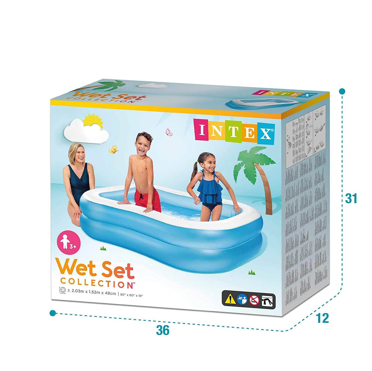 INTEX Swim Center Family Swimming Pool White Blue (80"X60"X19")