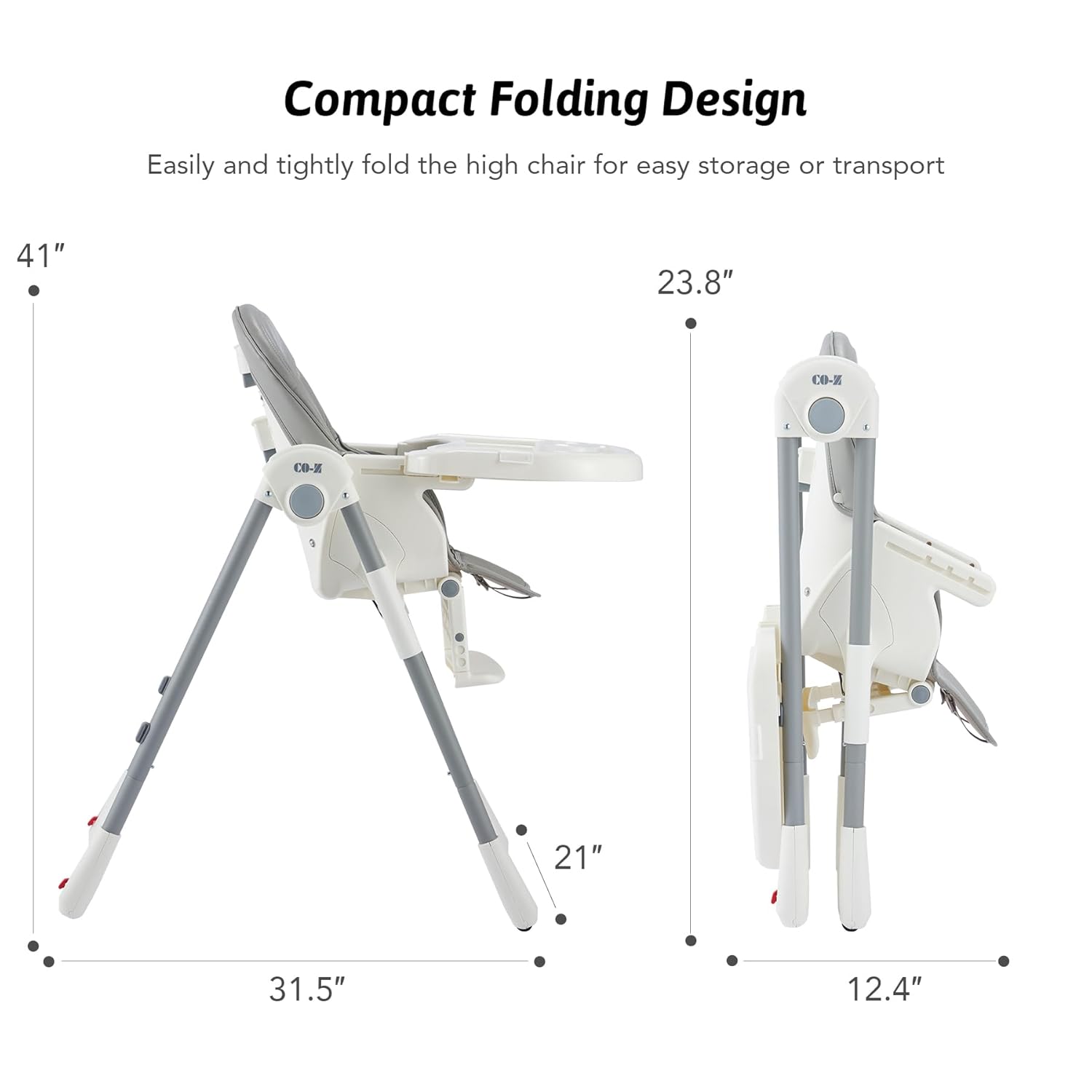 Baby High Chair Grey & White