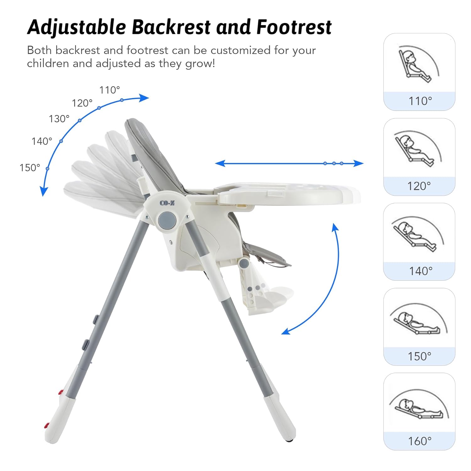 Baby High Chair Grey & White