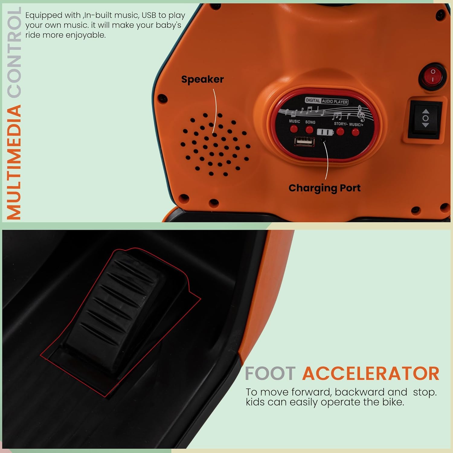 Battery Operated Bike for Kids, Ride on Toys Kids Bike Scooty with Light & Music | Baby Rechargeable Battery Bike