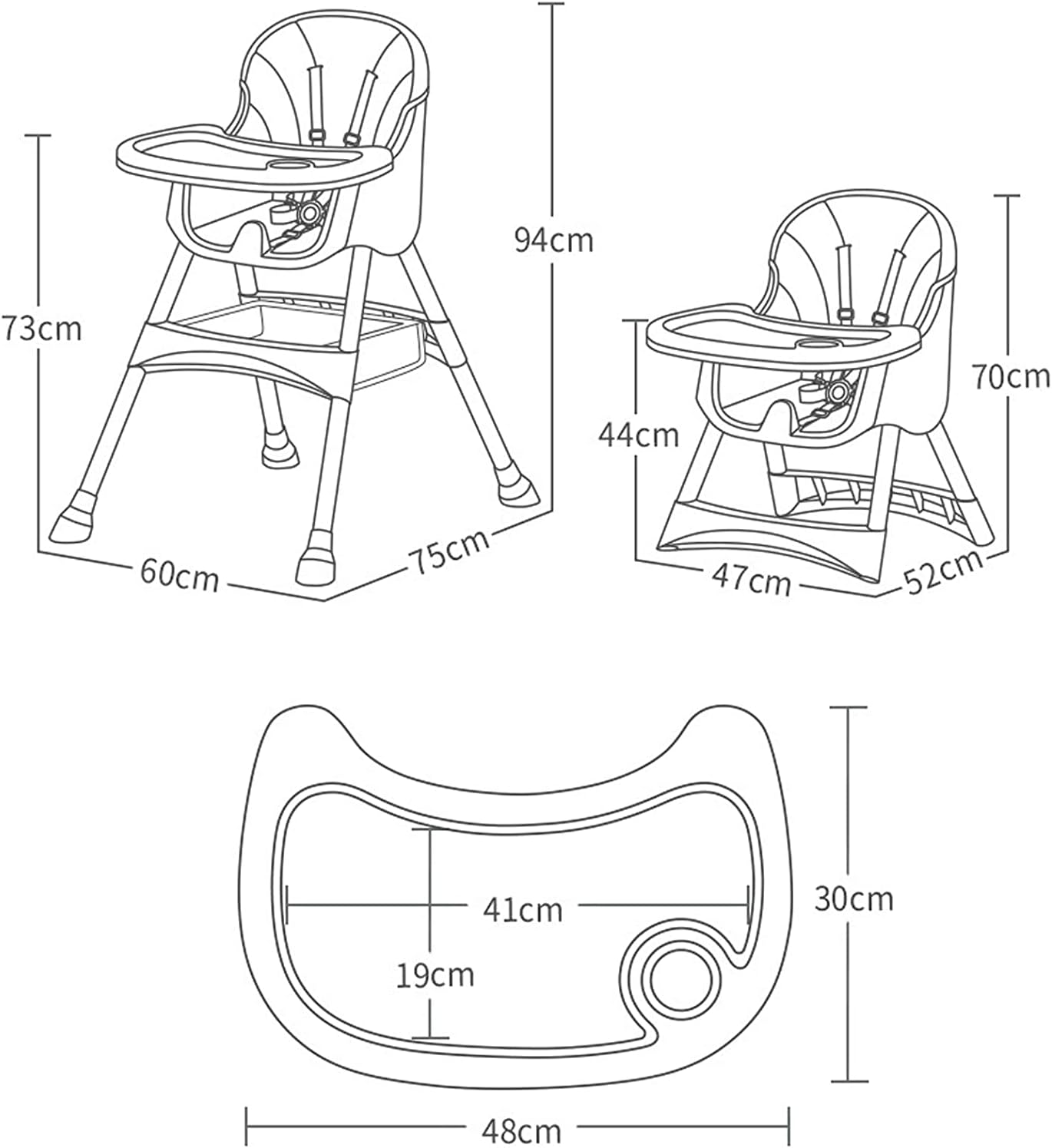 Adjustable High Chair with Detachable Tray & Non-Slip Feet 01