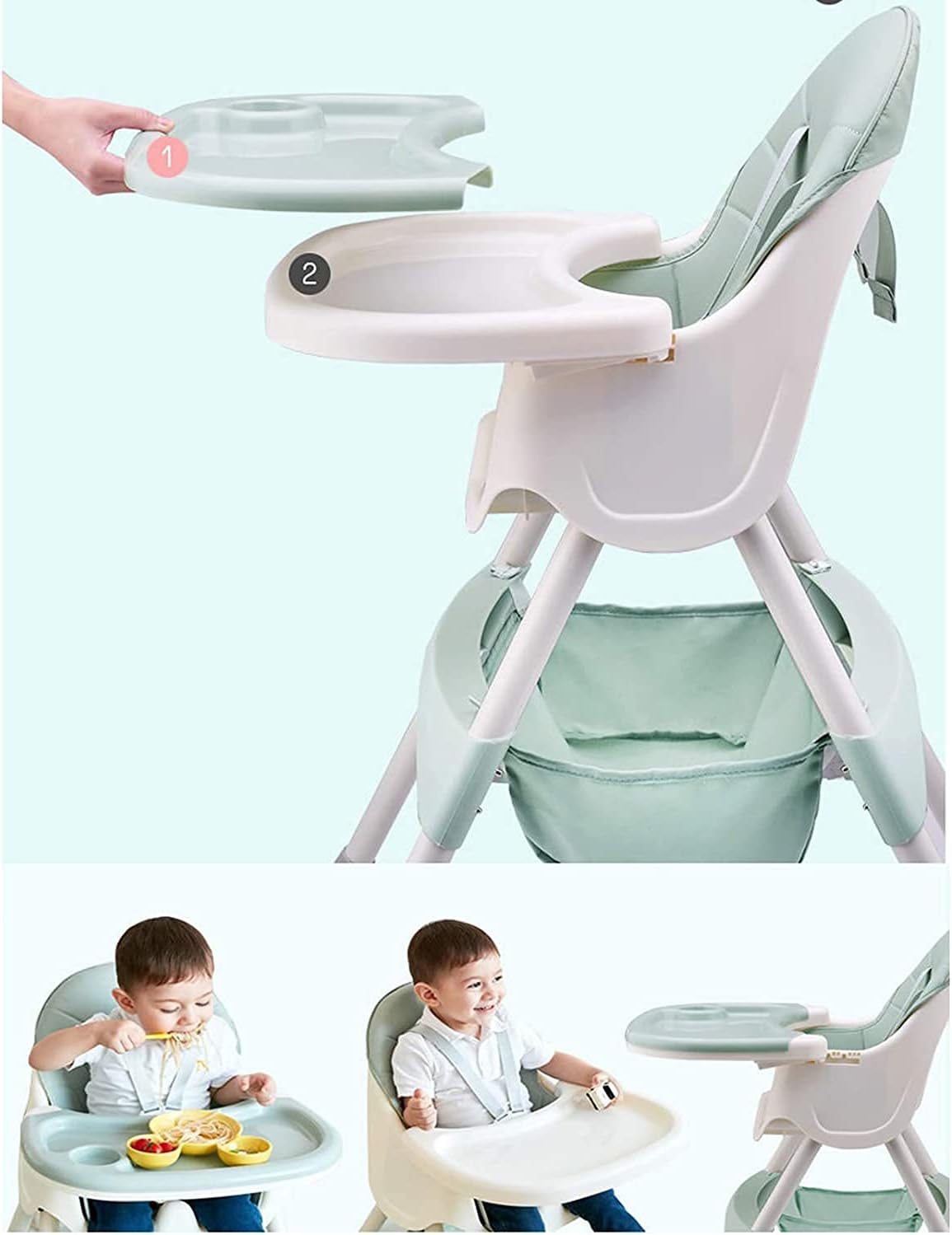 Adjustable High Chair with Detachable Tray & Non-Slip Feet 03