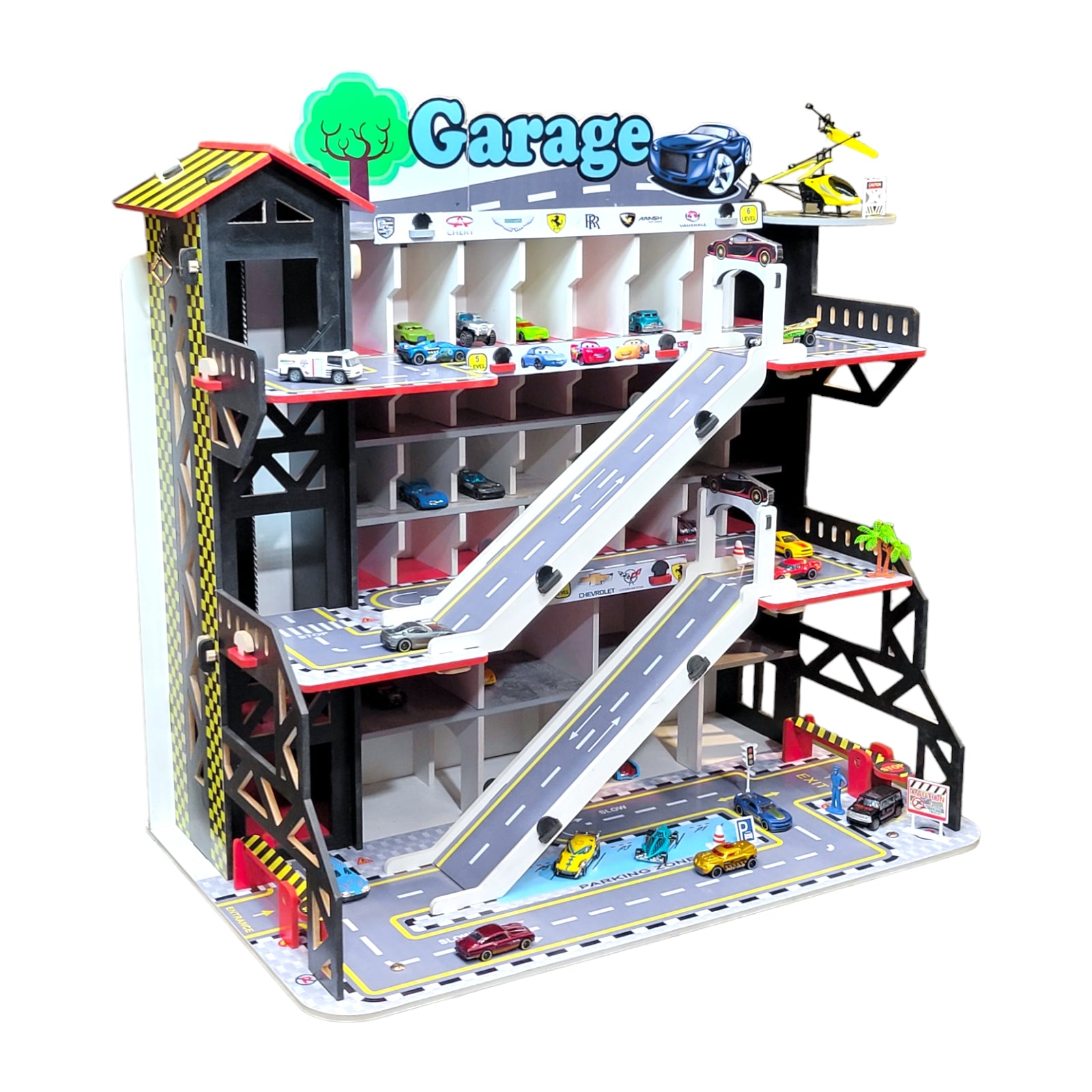 wooden parking garage for kids 1