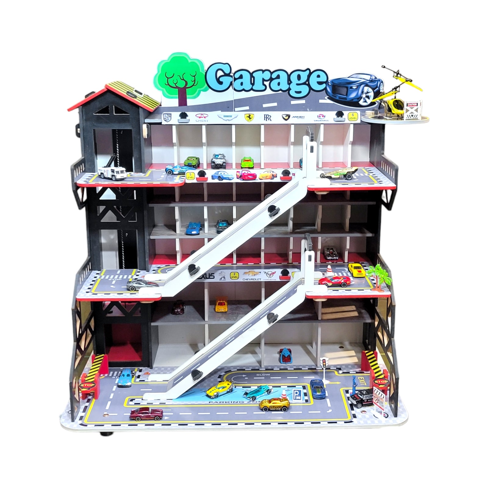 wooden parking garage for kids 3